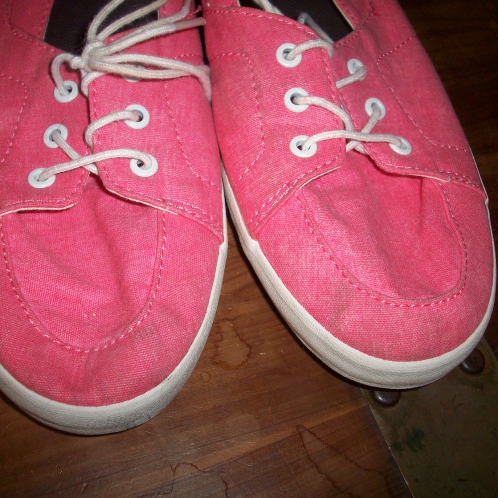 Vans Surf Siders Boat Shoes Sneakers Women's Size 10.5 Pink Canvas Lace Up - Picture 2 of 6